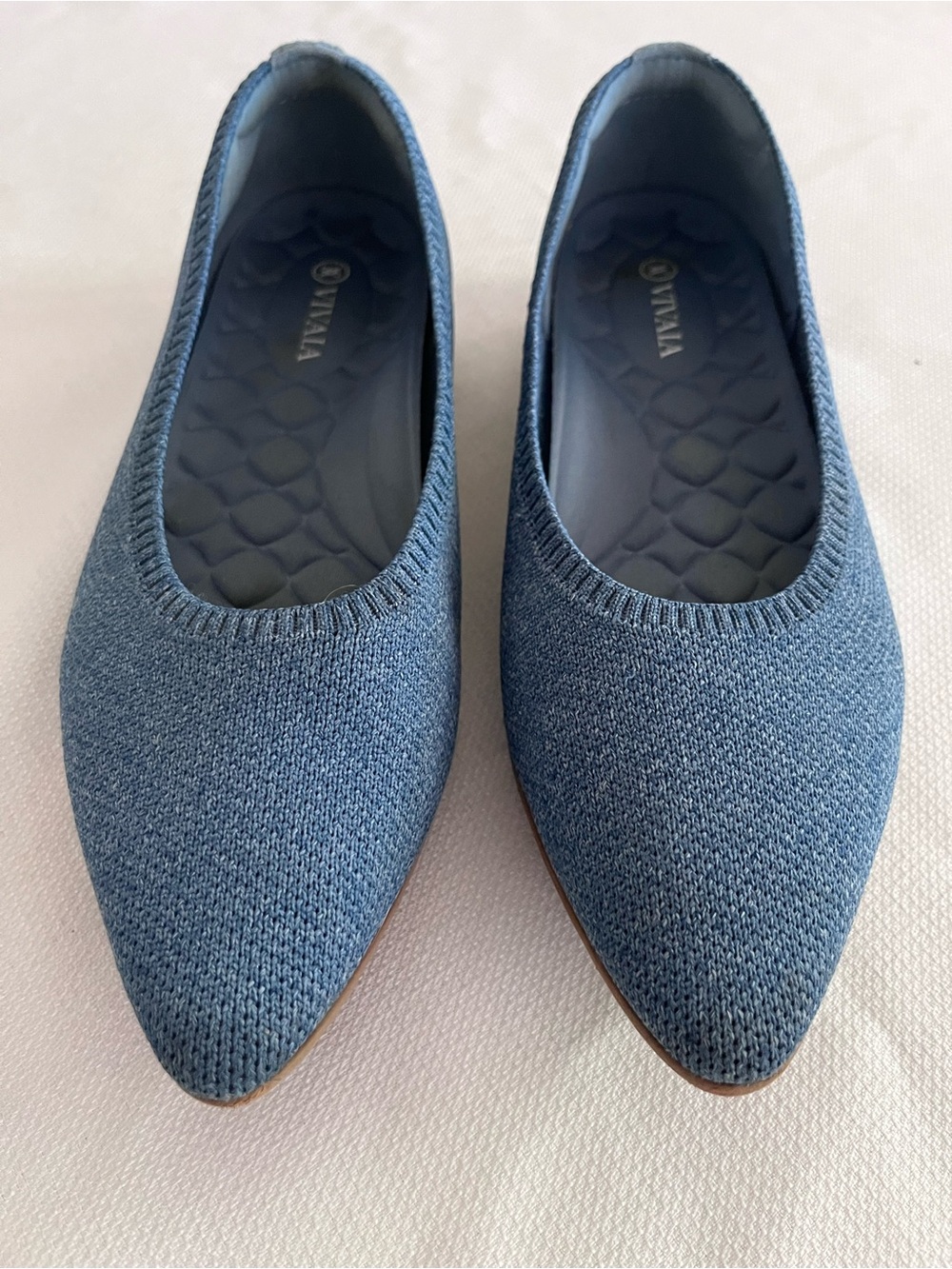 Vivaia Denim Blue Knit Pointed-Toe Flats size 39 1/2 or 8 1/2
